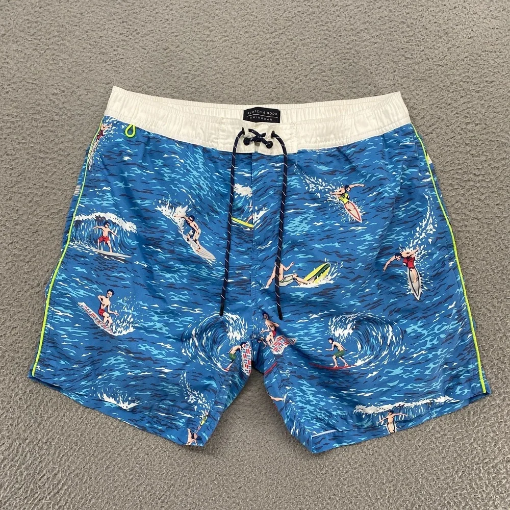 Scotch & Soda Swim Trunks Mens Medium Beach Surf Summer Vacation Mesh Lined‎